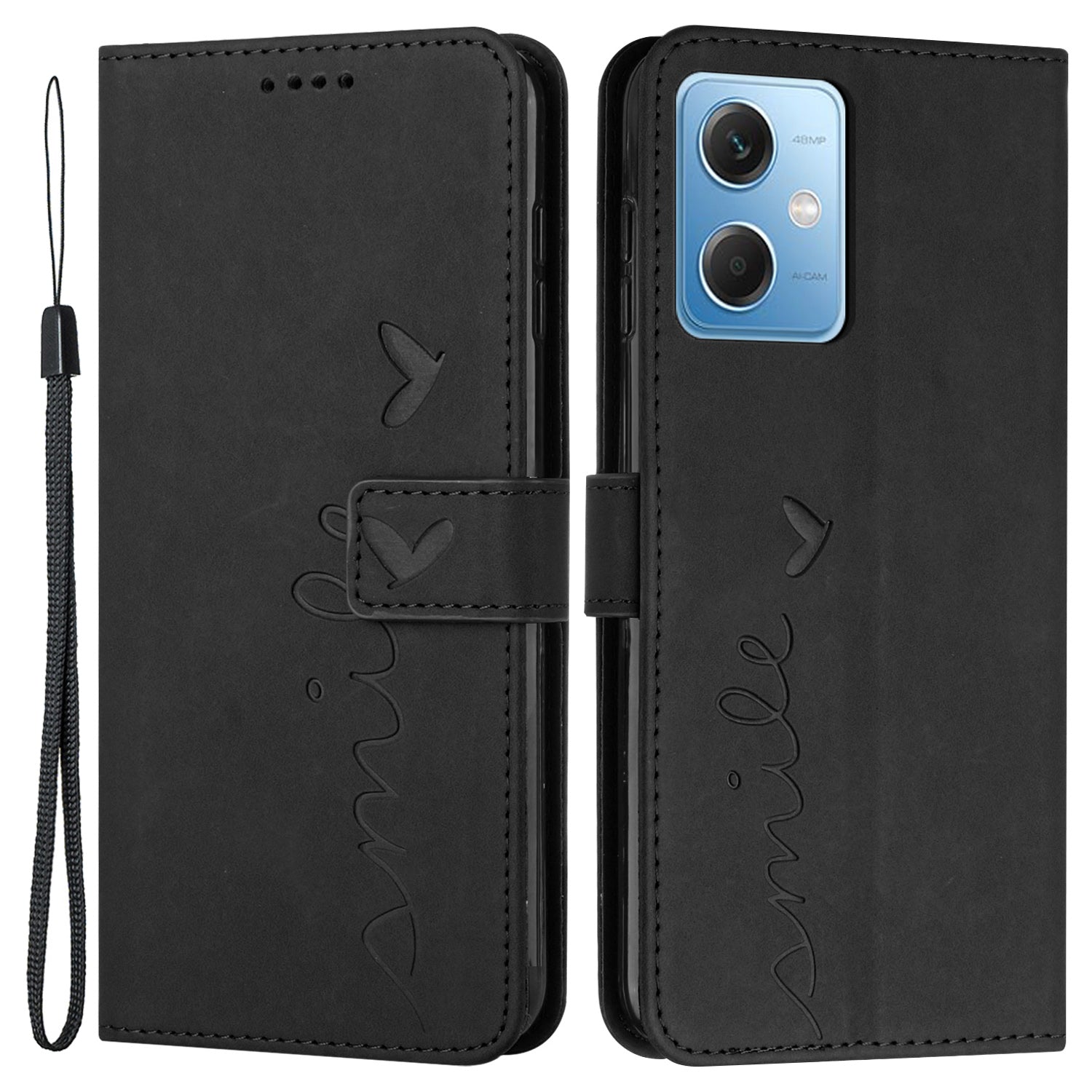 For Xiaomi Redmi Note 12 5G (Global) (India) (China) Poco X5 5G Stand Wallet Phone Case Imprinted Heart Shape Phone Leather Cover with Strap For Xiaomi Redmi Note 12 5G (Global) (India) (China) Poco X5 5G Stand Wallet Phone Case Imprinted Heart Shape Phone Leather Cover with Strap